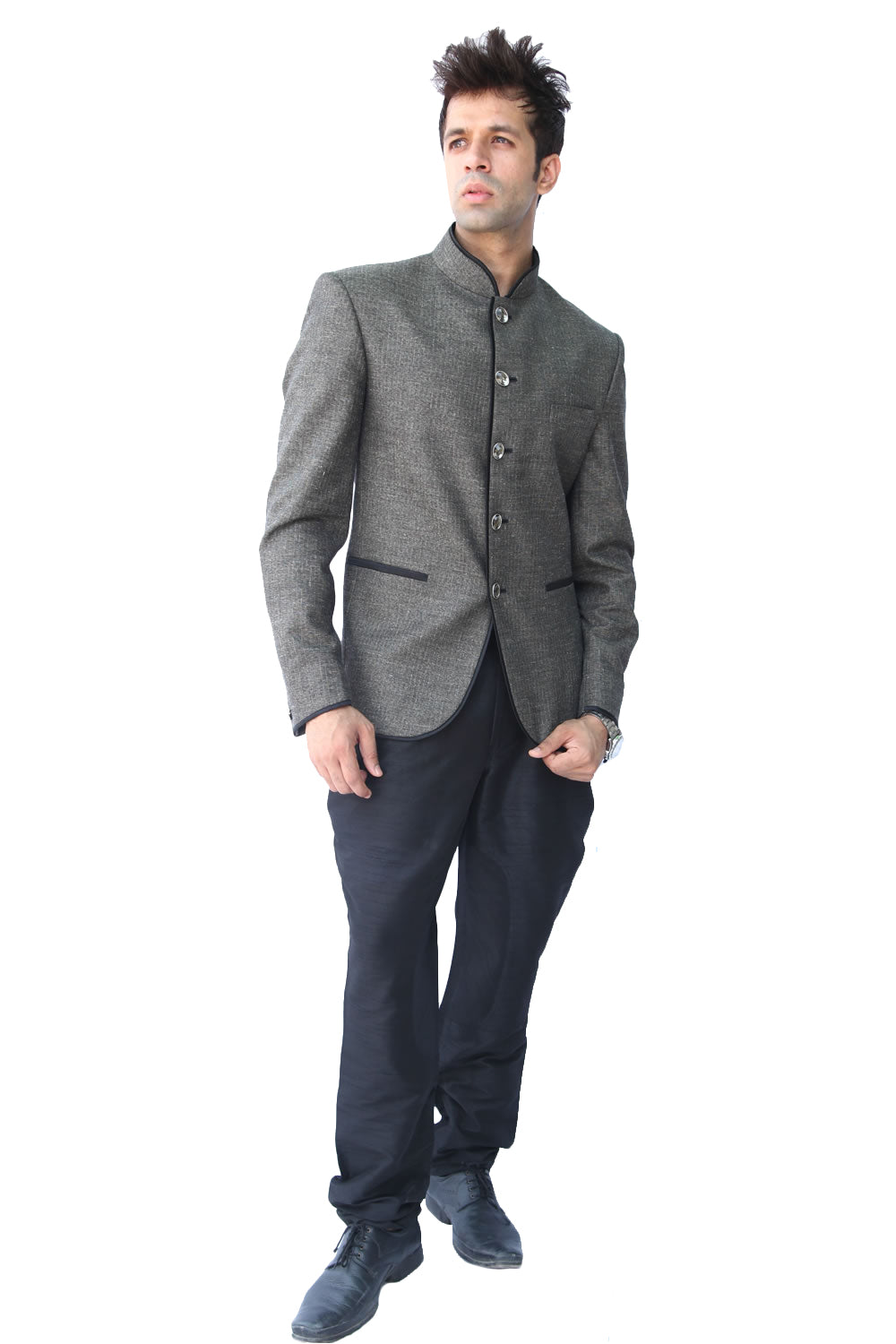 Dark grey jodhpuri best sale suit