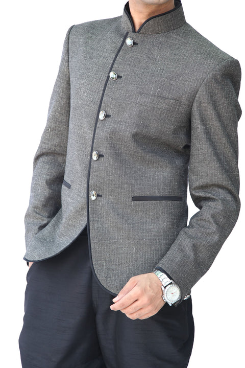 Majestic Grey Traditional Indian Jodhpuri Suit Sherwani For Men