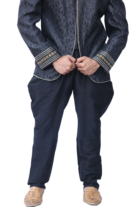 Masterpiece Royal Black Traditional Indian Jodhpuri Suit Sherwani For Men