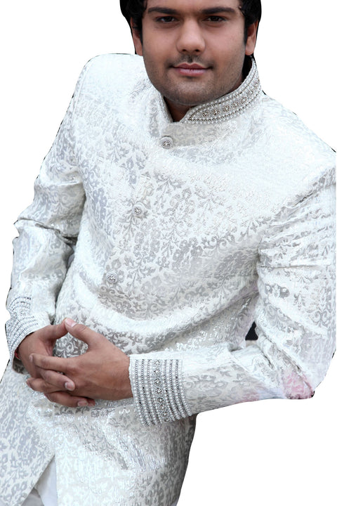 Majestic Premium White Traditional Indian Jodhpuri Suit Sherwani For Men