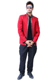 Three Piece Red Traditional Indian Jodhpuri Suit Sherwani For Men