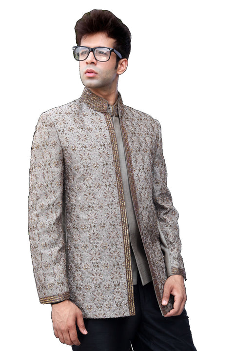 Stylish Light Green Traditional Indian Jodhpuri Suit Sherwani For Men