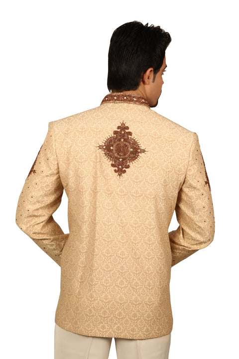 Royal Indian Wedding Copper Beige Traditional Indian Jodhpuri Suit Sherwani For Men