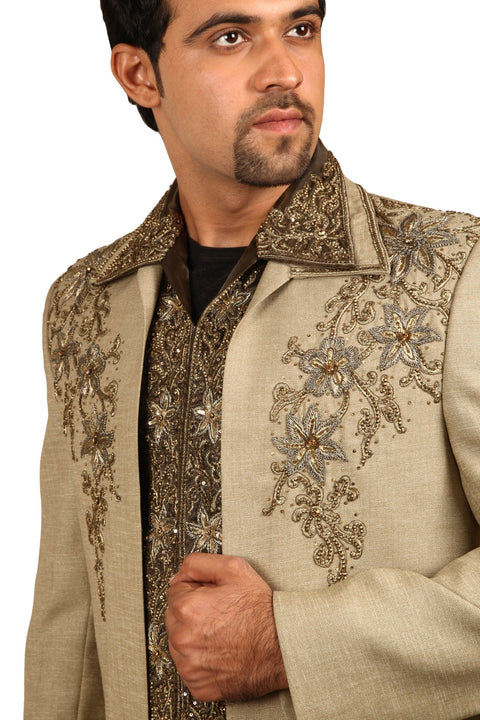 Stunning 3 Piece Baguette Traditional Indian Jodhpuri Suit Sherwani For Men