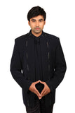 Graceful 3 Piece Blue Traditional Indian Jodhpuri Suit Sherwani For Men