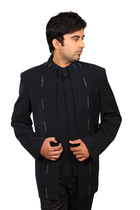 Graceful 3 Piece Blue Traditional Indian Jodhpuri Suit Sherwani For Men