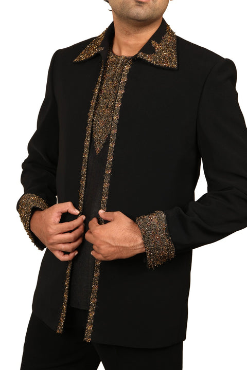 Marvelous Black Traditional Indian Jodhpuri Suit Sherwani For Men