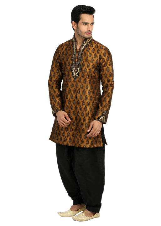 Brown High Neck Sangeet Kurta for Men