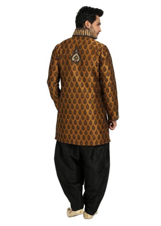 Brown High Neck Sangeet Kurta for Men