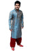 Blue Fashionable High Neck Kurta Set Sherwani - Indian Ethnic Wear for Men