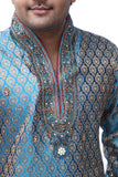 Blue Fashionable High Neck Kurta Set For Men