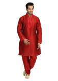 Red Pathani Kurta Sherwani - Indian Ethnic Wear for Men