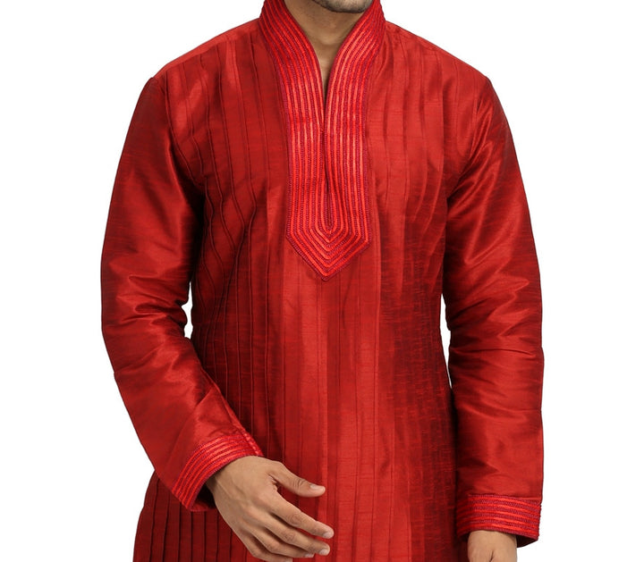 Red Pathani Kurta for Men