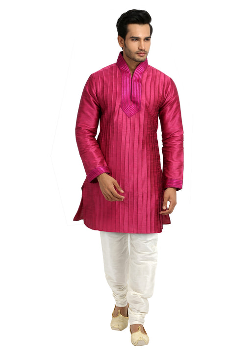 Purple Crush Fabric Kurta Pajama Sherwani - Indian Ethnic Wear for Men