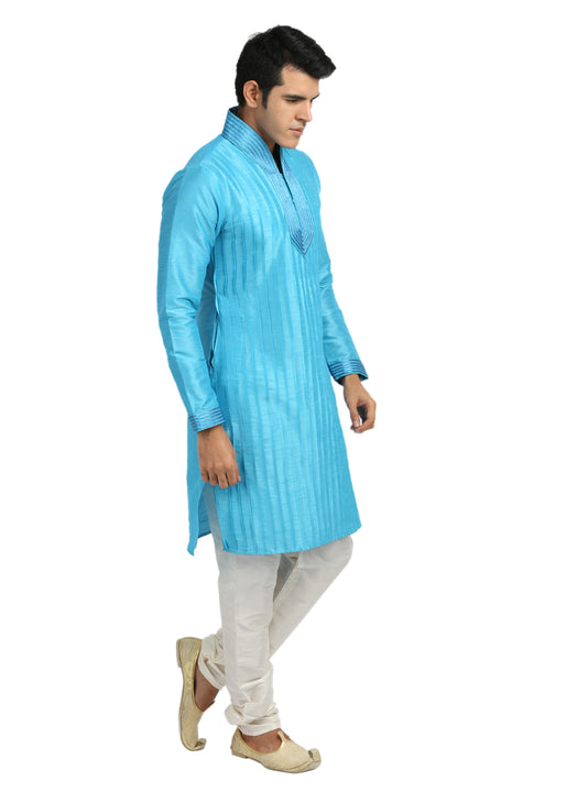 High Fashion Cool Blue Kurta Sherwani - Indian Ethnic Wear for Men