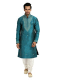 Light Blue Kurta Pajama Sherwani - Indian Ethnic Wear for Men