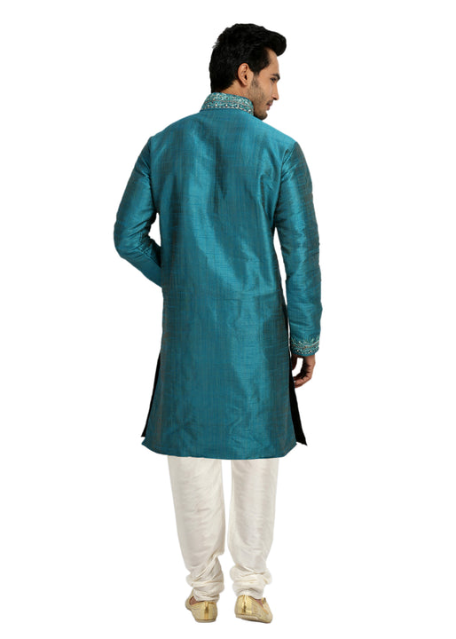 Light Blue Kurta Pajama Sherwani - Indian Ethnic Wear for Men