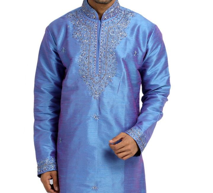 Dark Blue Kurta Pajama Sherwani Indian Ethnic Wear for Men