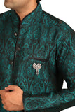 Beautiful Peacock Green Kurta Sherwani - Indian Ethnic Wear for Men