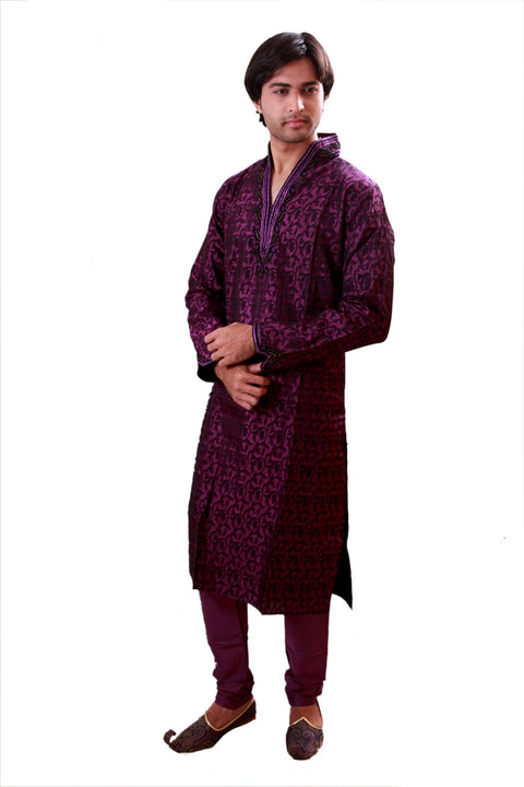 Violet Kurta Pajama Sherwani - Indian Ethnic Wear for Men