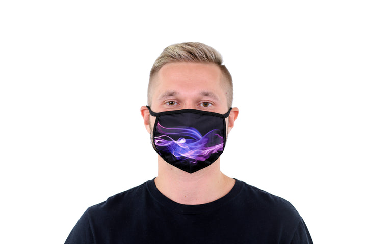 3 Pk Printed Purple Flame Multi Color Reusable Face Mask Unisex Breathable Washable 2 Layer Ice Silk & Cotton Fabric