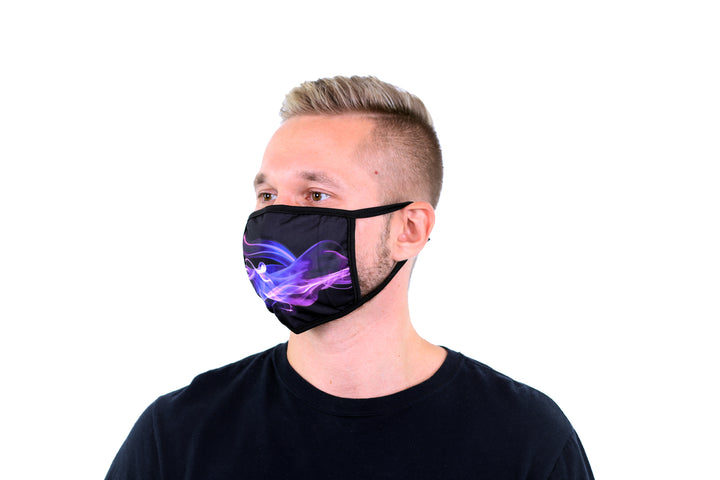 3 Pk Printed Purple Flame Multi Color Reusable Face Mask Unisex Breathable Washable 2 Layer Ice Silk & Cotton Fabric