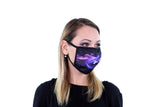3 Pk Printed Purple Flame Multi Color Reusable Face Mask Unisex Breathable Washable 2 Layer Ice Silk & Cotton Fabric