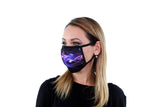 3 Pk Printed Purple Flame Multi Color Reusable Face Mask Unisex Breathable Washable 2 Layer Ice Silk & Cotton Fabric
