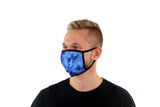 3 Pk Premium Blue Tie Dye Print Reusable Face Mask Unisex Breathable Washable 2 Layer Ice Silk and Cotton Fabric