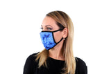 3 Pk Premium Blue Tie Dye Print Reusable Face Mask Unisex Breathable Washable 2 Layer Ice Silk and Cotton Fabric