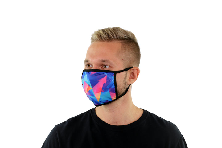 3 Pk Geometric Print Multi Color Reusable Face Mask Unisex Breathable Washable 2 Layer Ice Silk & Cotton Fabric