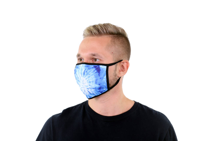 3 Pk Tie Dye Print Reusable Face Mask Unisex Breathable Washable 2 Layer Ice Silk and Cotton Fabric