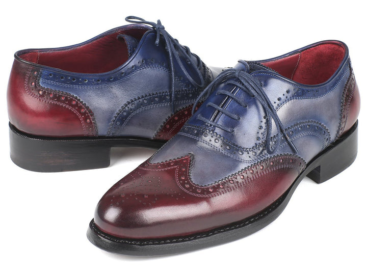 Paul Parkman Wingtip Oxfords Goodyear Welted Bordeuax Grey Blue Shoes (ID#BR027GRBL) Size 13 D(M) US
