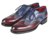 Paul Parkman Wingtip Oxfords Goodyear Welted Bordeuax Grey Blue Shoes (ID#BR027GRBL) Size 9-9.5 D(M) US