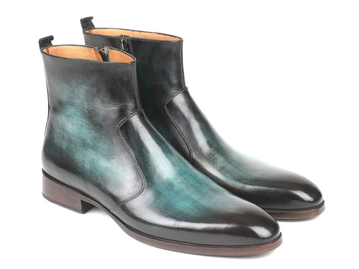 Paul Parkman Turquoise Burnished Side Zipper Boots (ID#BT487TRQ) Size 11.5 D(M) US