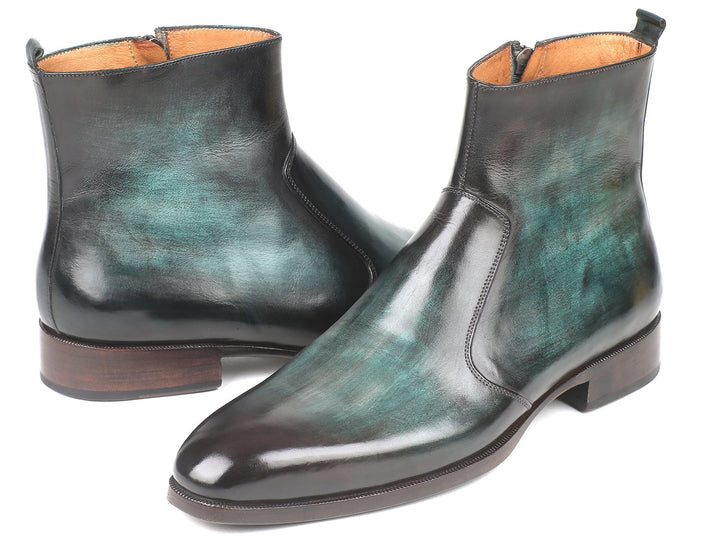 Paul Parkman Turquoise Burnished Side Zipper Boots (ID#BT487TRQ) Size 7.5 D(M) US