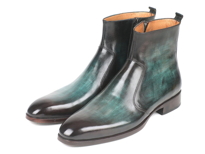 Paul Parkman Turquoise Burnished Side Zipper Boots (ID#BT487TRQ) Size 11.5 D(M) US