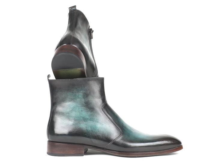 Paul Parkman Turquoise Burnished Side Zipper Boots (ID#BT487TRQ) Size 9.5-10 D(M) US