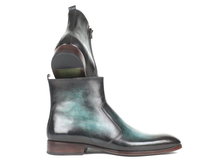 Paul Parkman Turquoise Burnished Side Zipper Boots (ID#BT487TRQ) Size 13 D(M) US