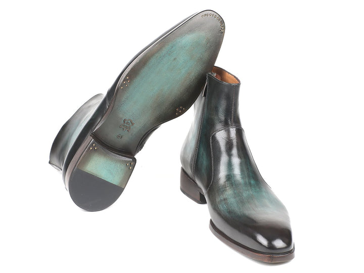 Paul Parkman Turquoise Burnished Side Zipper Boots (ID#BT487TRQ) Size 7.5 D(M) US