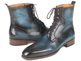 Paul Parkman Men's Blue & Brown Leather Boots (ID#BT548AW) Size 8-8.5 D(M) US
