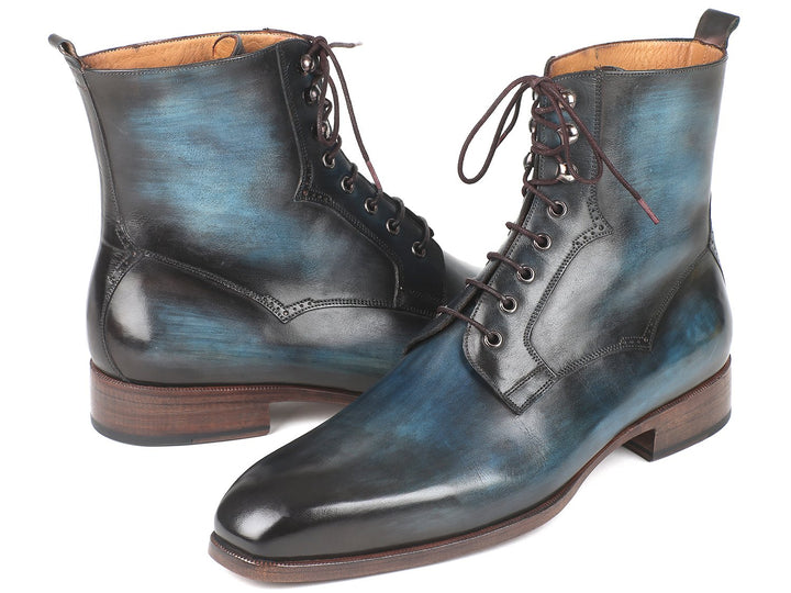Paul Parkman Men's Blue & Brown Leather Boots (ID#BT548AW) Size 11.5 D(M) US