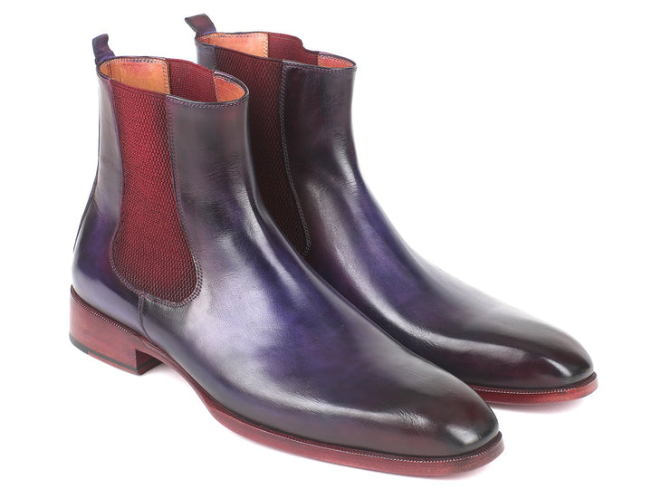 Paul Parkman Navy & Purple Chelsea Boots (ID#BT552PUR) Size 10.5-11 D(M) US