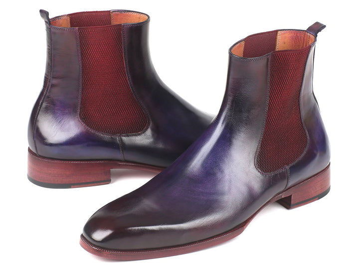Paul Parkman Navy & Purple Chelsea Boots (ID#BT552PUR) Size 10.5-11 D(M) US