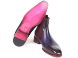 Paul Parkman Navy & Purple Chelsea Boots (ID#BT552PUR) Size 6.5-7 D(M) US