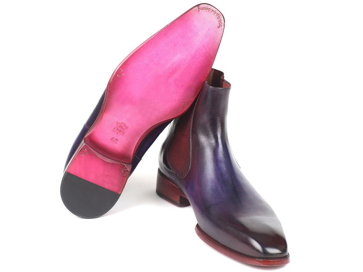 Paul Parkman Navy & Purple Chelsea Boots (ID#BT552PUR) Size 8-8.5 D(M) US
