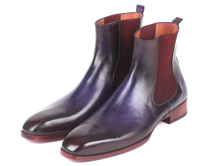 Paul Parkman Navy & Purple Chelsea Boots (ID#BT552PUR) Size 12-12.5 D(M) US