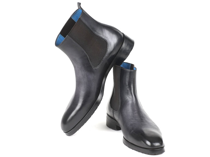 Paul Parkman Black & Gray Chelsea Boots (ID#BT661BLK) Size 7.5 D(M) US