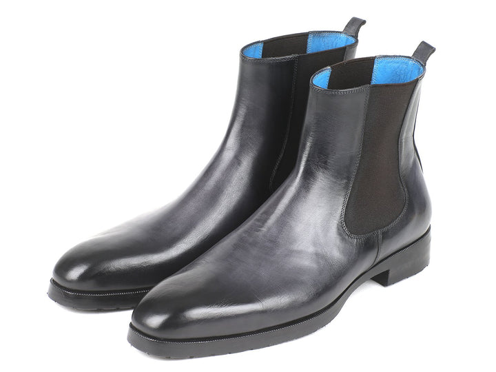 Paul Parkman Black & Gray Chelsea Boots (ID#BT661BLK) Size 9.5-10 D(M) US