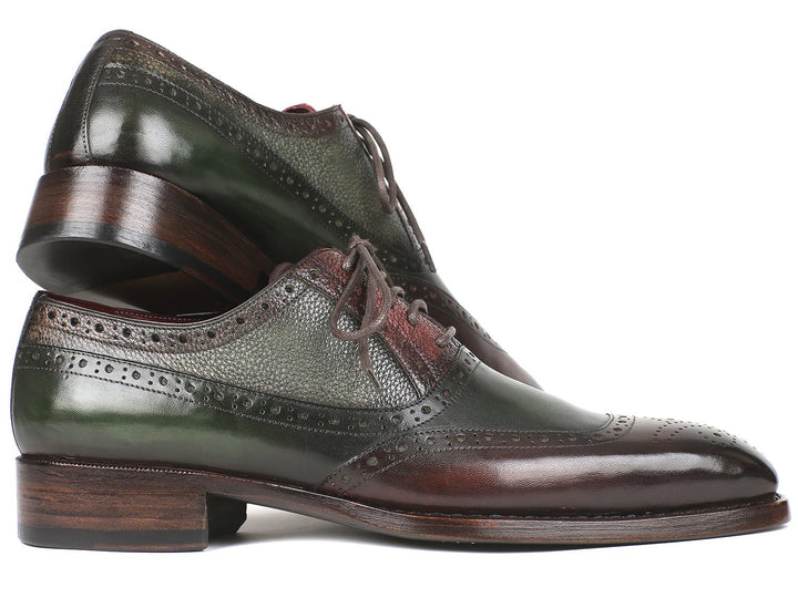 Paul Parkman Goodyear Welted Oxfords Brown & Green Shoes (ID#BW926GR) Size 12-12.5 D(M) US